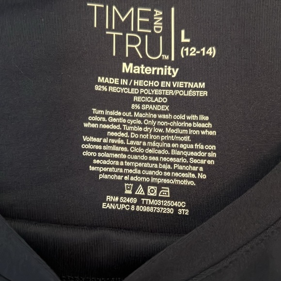 NWOT Time and Tru “Mama Vibes” Maternity Shirt Navy Cinched Sides Size Large - Picture 5 of 5